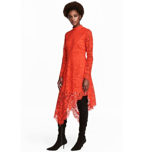 H&M Dresses & Skirts - H&M Orange Lace Asymmetrical Dress